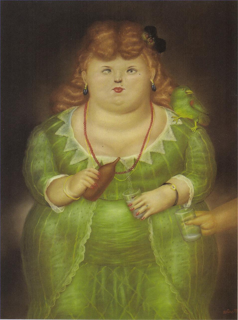 Femme au perroquet Fernando Botero Peintures à l'huile